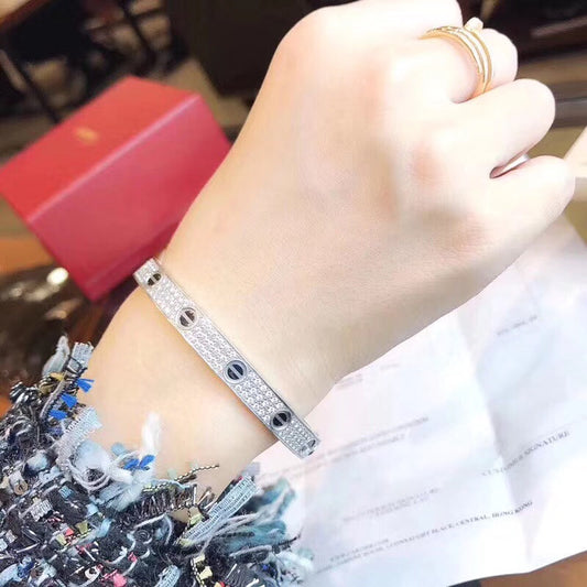 18K Diamond-paved Ceramic Love Bracelet