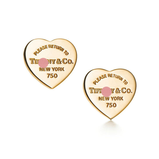 18K Return to Heart Tag Stud Earrings