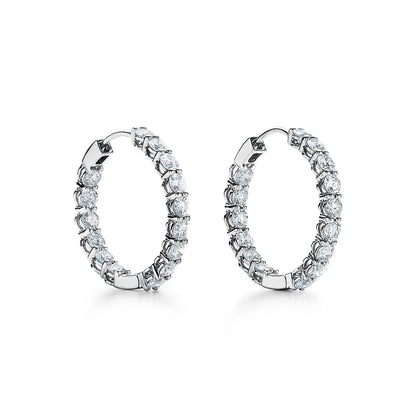 18K T Hoop Diamonds Earrings