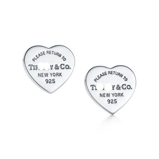 18K Return to Heart Tag Stud Earrings