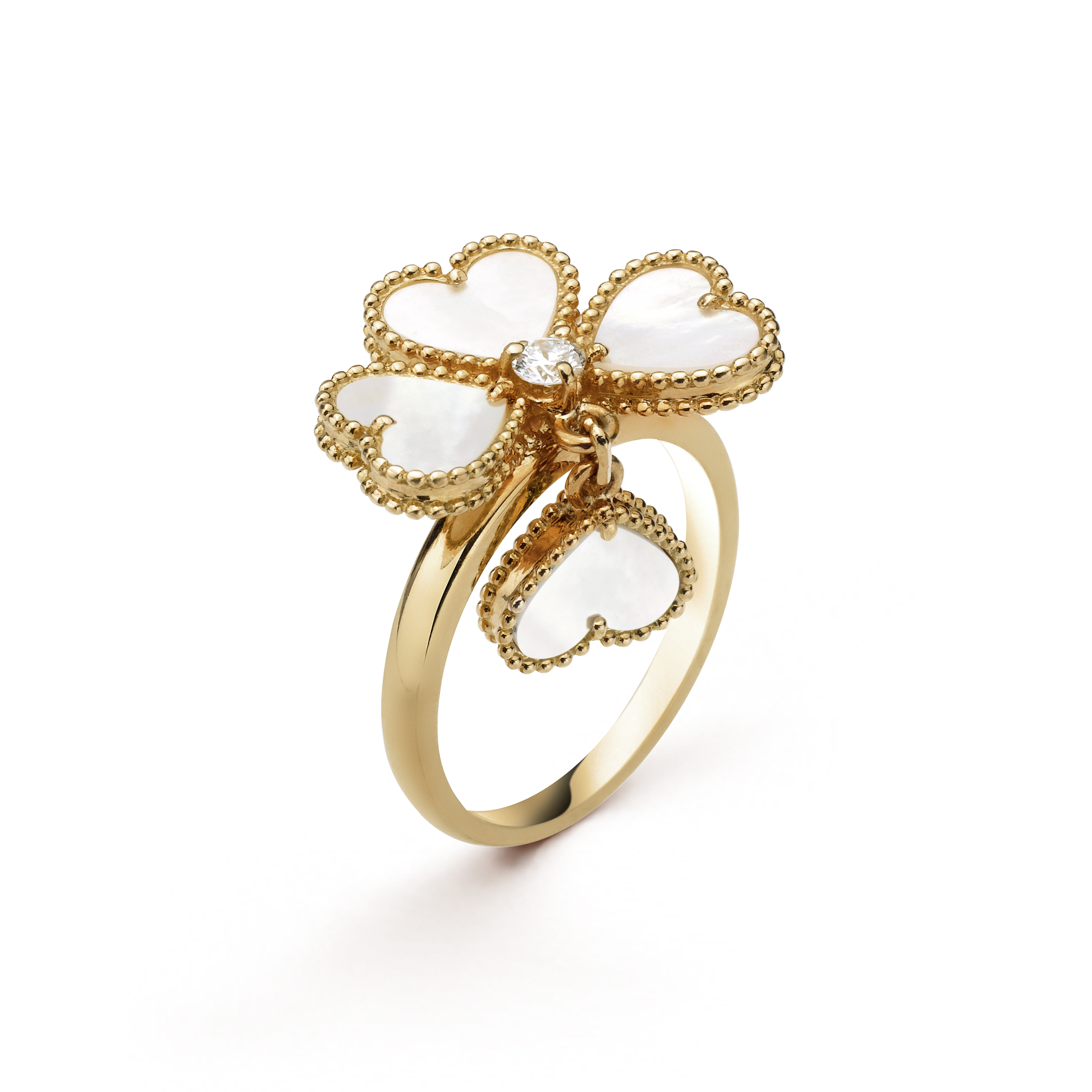 18K Sweet Alhambra Effeuillage Pearls Ring