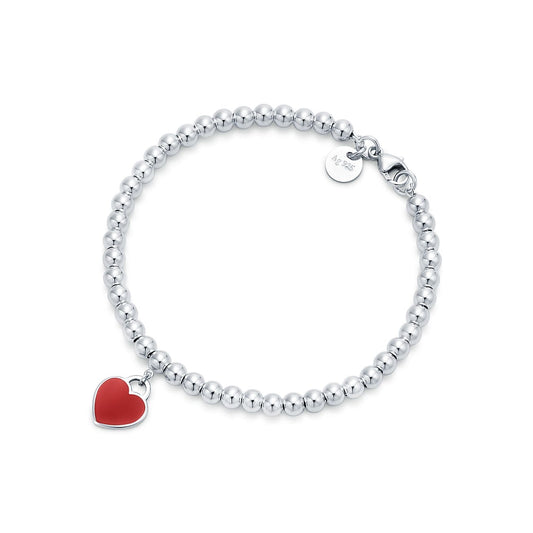 18K Return to Red Heart Tag Bead Bracelet