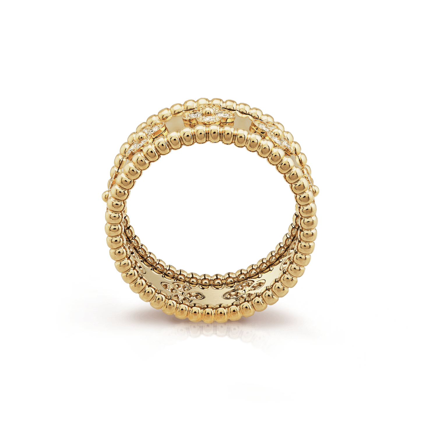 18K Perlée Clovers Ring