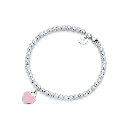 18K Return to Pink Heart Tag Bead Bracelet