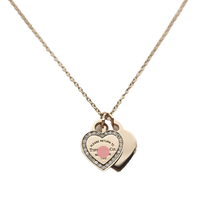 18K T Red Double Heart Diamond Necklaces