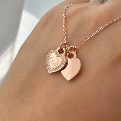 18K T Red Double Heart Diamond Necklaces