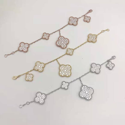 18K Magic Alhambra Five Motifs Diamonds Bracelet