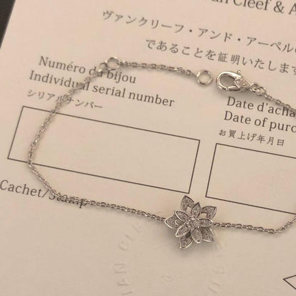 18K Lotus Openwork Pendant Bracelet